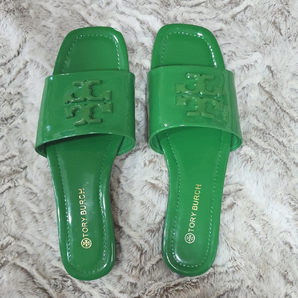 Tory Burch Vibrant Green Slide Sandals